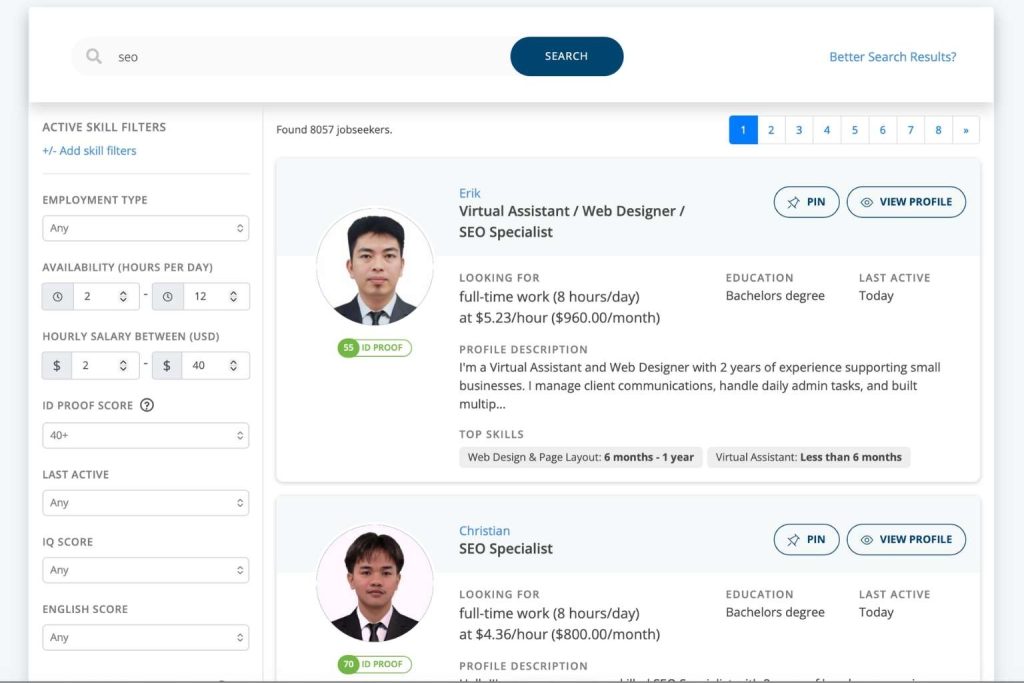 OnlineJobs PH Review - Search Resumes