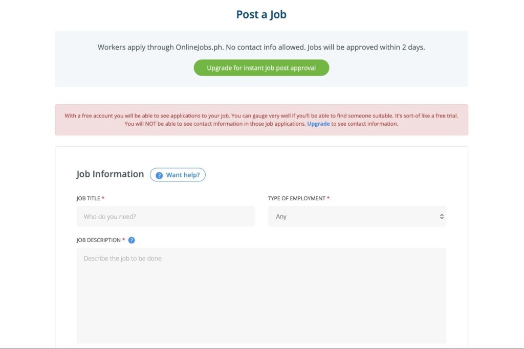 OnlineJobs.ph Review - Post a Job